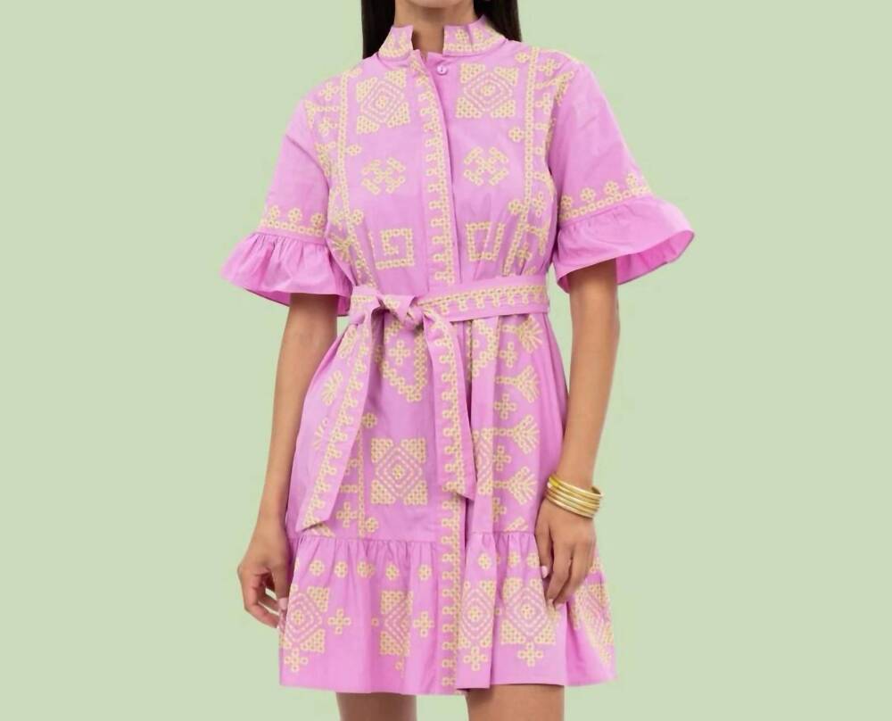 NEW UNCLE FRANK the madison embroidered dress in pink
